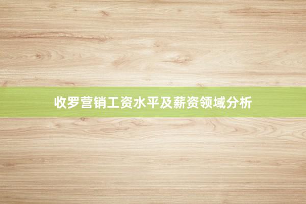 收罗营销工资水平及薪资领域分析